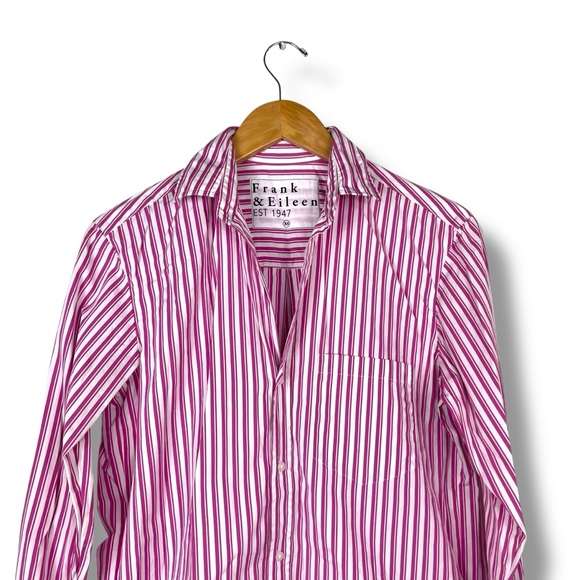 Frank & Eileen Shirt Women’s Joedy 100% Cotton Stripe XS Italy Made Oversized - Picture 7 of 11